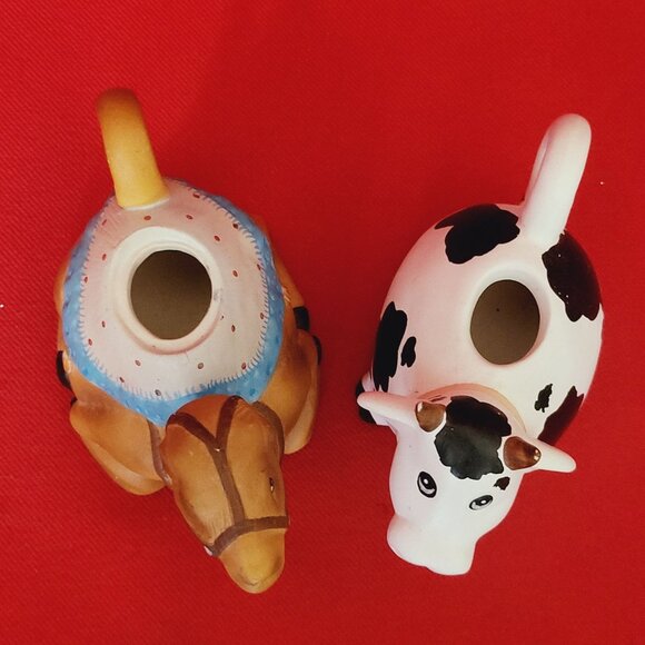 Vintage  Miniature Creamer Clay Pottery Cow Camel Set of 2 - Picture 6 of 11